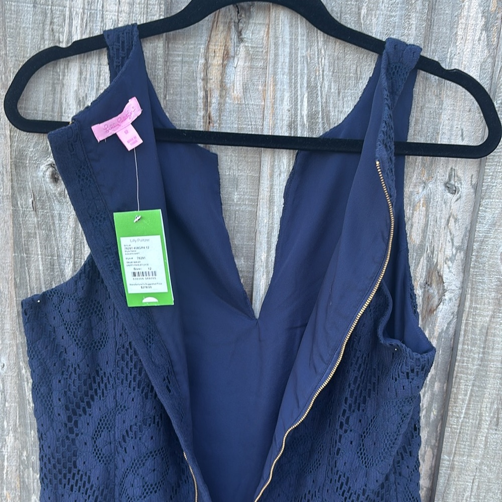 Lilly Pulitzer sleeveless navy lace dress Empire waist-size 12-lace - Picture 7 of 14